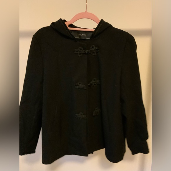 ZARA Black Hooded Jacket with Chinese button knot - Picture 1 of 6